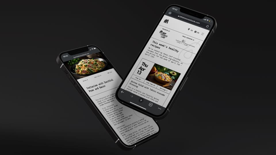 2 mobiles showing the Inflation Cookbook service
